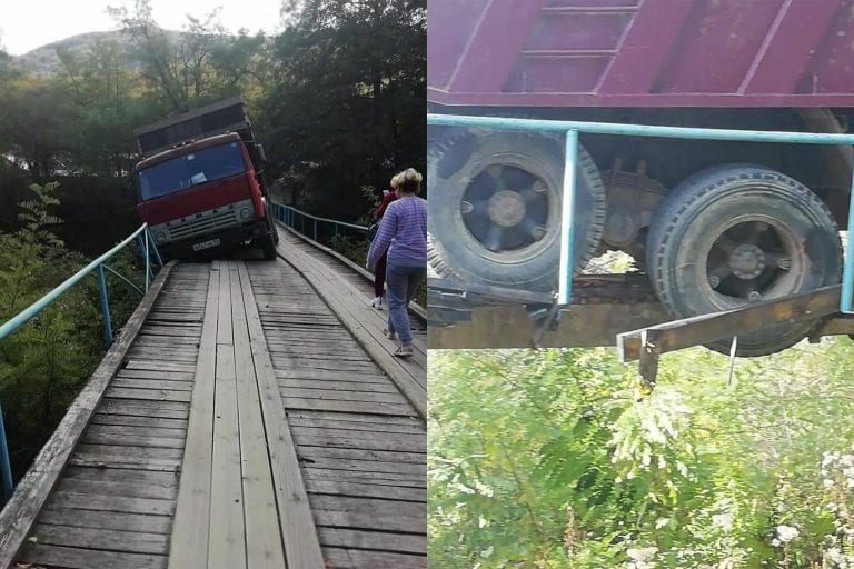 В Геленджике водитель КамАЗа, повредивший мост, восстановит его за свой счет