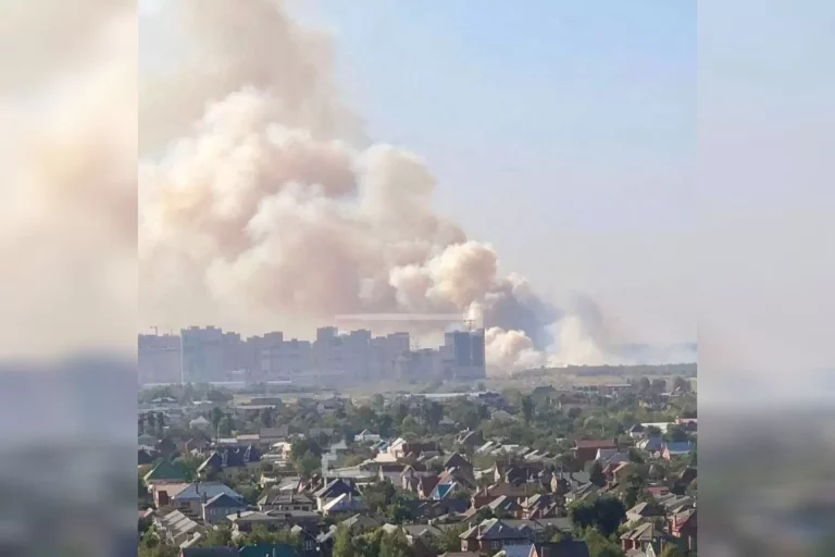 В Краснодаре тушат крупный пожар в поле на улице Конгрессной